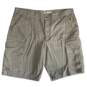 Carhartt Mens Relaxed Fit Cargo Shorts Olive Green Canvas Work Wear Size 42